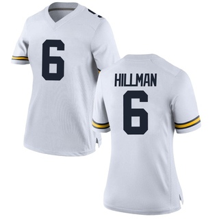 Brandyn Hillman Replica White Women's Michigan Wolverines Football Jersey