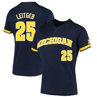 Brock Leitgeb Replica Navy Women's Michigan Wolverines 2-Button Baseball Jersey