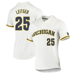 Brock Leitgeb Replica White Women's Michigan Wolverines 2-Button Baseball Jersey