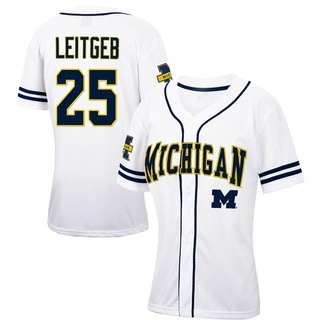 Brock Leitgeb Replica White Women's Michigan Wolverines Colosseum /Navy Free Spirited Baseball Jersey