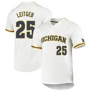 Brock Leitgeb Replica White Youth Michigan Wolverines 2-Button Baseball Jersey