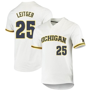 Brock Leitgeb Replica White Youth Michigan Wolverines 2-Button Baseball Jersey