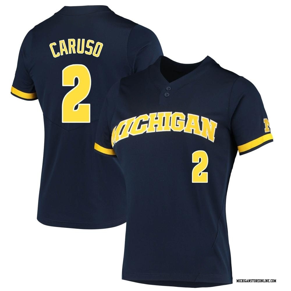 Cole Caruso Replica Navy Women's Michigan Wolverines 2-Button Baseball Jersey