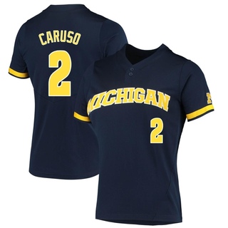 Cole Caruso Replica Navy Women's Michigan Wolverines 2-Button Baseball Jersey