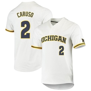 Cole Caruso Replica White Men's Michigan Wolverines 2-Button Baseball Jersey