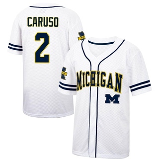 Cole Caruso Replica White Men's Michigan Wolverines Colosseum /Navy Free Spirited Baseball Jersey