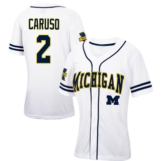 Cole Caruso Replica White Women's Michigan Wolverines Colosseum /Navy Free Spirited Baseball Jersey