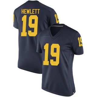Jason Hewlett Replica Navy Women's Michigan Wolverines Football Jersey