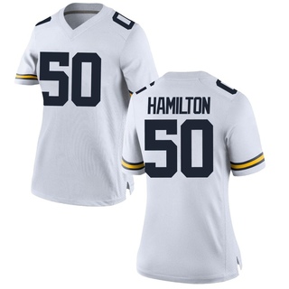 Luke Hamilton Replica White Women's Michigan Wolverines Football Jersey