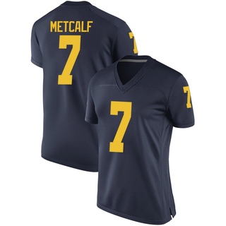 TJ Metcalf Game Navy Women's Michigan Wolverines Football Jersey