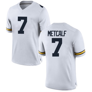 TJ Metcalf Game White Men's Michigan Wolverines Football Jersey