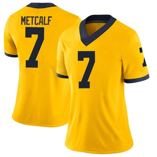 TJ Metcalf Limited Women's Michigan Wolverines Maize Football Jersey