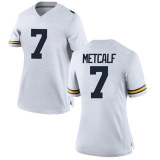 TJ Metcalf Replica White Women's Michigan Wolverines Football Jersey