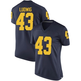 Zach Ludwig Game Navy Women's Michigan Wolverines Football Jersey