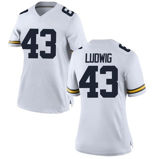 Zach Ludwig Replica White Women's Michigan Wolverines Football Jersey